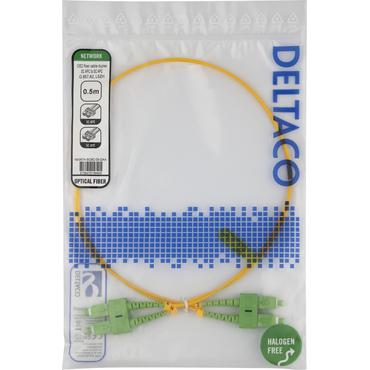 Deltaco OS2 Fiber cable, SC - SC, duplex, APC/APC, 0,5m