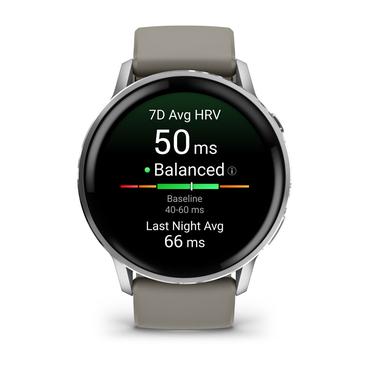 Garmin Venu 4 3,56 cm (1.4") AMOLED 45 mm Digital 454 x 454 pixel Berøringsskærm Sølv Wi-Fi GPS (satellit)