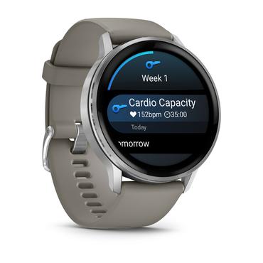 Garmin Venu 4 3,56 cm (1.4") AMOLED 45 mm Digital 454 x 454 pixel Berøringsskærm Sølv Wi-Fi GPS (satellit)
