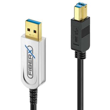 FiberX FX-I645-035 USB-kabel USB 3.2 Gen 1 (3.1 Gen 1) 35 m USB B USB A Sort, S&oslash;lv