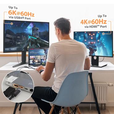 j5create JCD395 - dockningsstation - USB4 x 2 - HDMI, USB4 - 1GbE