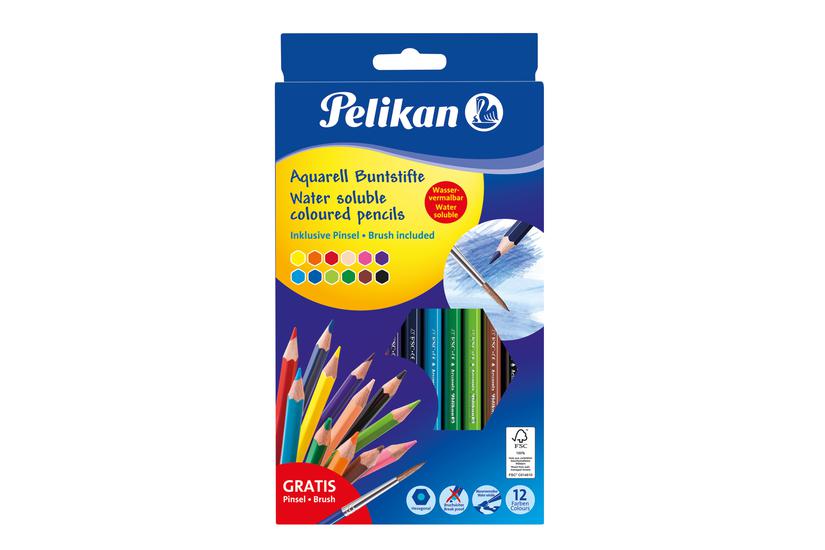 Pelikan 700672 farveblyant Sort, Bl&aring;, Brun, Gr&oslash;n, Lyse Bl&aring;, Lysegr&oslash;n, Orange, Fersken, Lyser&oslash;d, R&oslash;d, Violet, Gul 12 stk