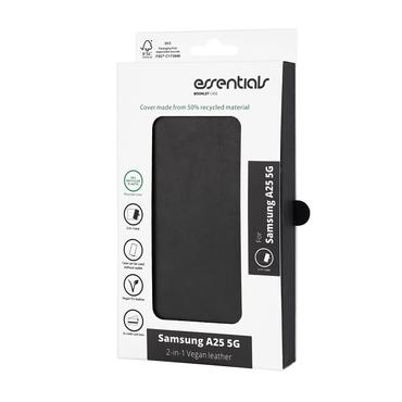 Essentials Samsung Galaxy A25 5G PU wallet, detachable, black