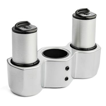 StarTech.com Desk Mount Quad Monitor Arm, Premium Articulating VESA 4 Monitor Mount 2x2 up to 27", Ergonomic Height Adjustable Pole Mount, Tilt/Swivel/Rotate, C-Clamp/Grommet, Silver