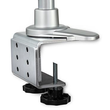 StarTech.com Desk Mount Quad Monitor Arm, Premium Articulating VESA 4 Monitor Mount 2x2 up to 27", Ergonomic Height Adjustable Pole Mount, Tilt/Swivel/Rotate, C-Clamp/Grommet, Silver