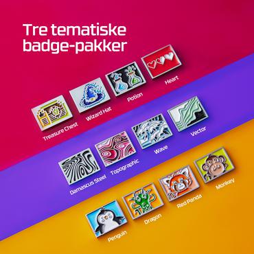 HyperX Badge Pack &ndash; abstrakte, magnetiske badges