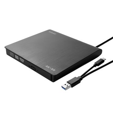 SAVIO AK-59 External slim CD/DVD Recorder R/RW - USB-C/USB-A  black