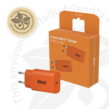 CLUB3D CAC-3023 oplader til mobil enhed Smartphone, Universel Orange Vekselstrøm Hurtig opladning Indendørs