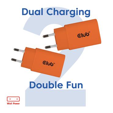 CLUB3D CAC-3023 oplader til mobil enhed Smartphone, Universel Orange Vekselstrøm Hurtig opladning Indendørs