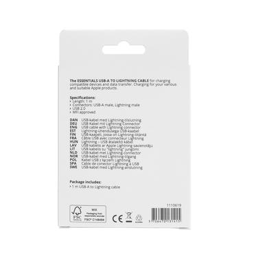 USB-A - Lightning Cable, MFi, 1m, Black