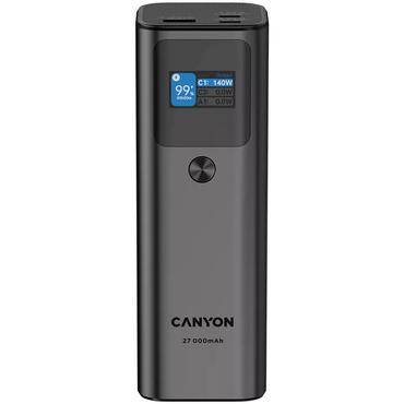 Canyon Powerbank PB-2010 TFT 27000 mAh 97.2Wh PD140W QC 3.0 szary