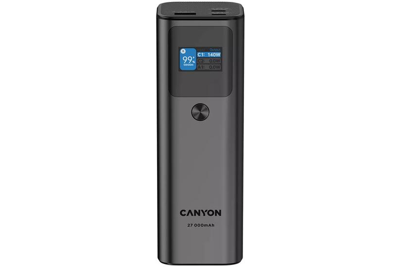 Canyon Powerbank PB-2010 TFT 27000 mAh 97.2Wh PD140W QC 3.0 szary