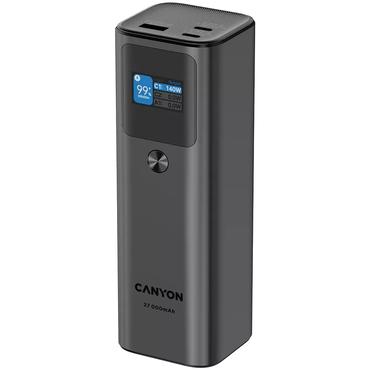 Canyon Powerbank PB-2010 TFT 27000 mAh 97.2Wh PD140W QC 3.0 szary