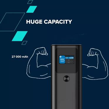 Canyon Powerbank PB-2010 TFT 27000 mAh 97.2Wh PD140W QC 3.0 szary