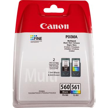 Canon PG-560 / CL-561 Multipack - 2 pakker - sort, farve (cyan, magenta, gul) - original - blækpatron