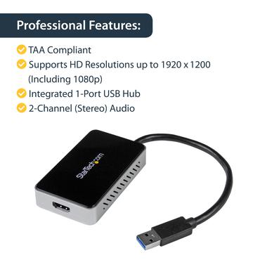 StarTech.com USB 3.0 till HDMI-adapter med 1-port USB Hub
