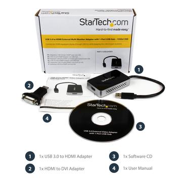 StarTech.com USB 3.0 till HDMI-adapter med 1-port USB Hub