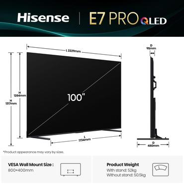 Hisense 100E7Q PRO 254cm 100" 4K QLED Smart TV Fernseher