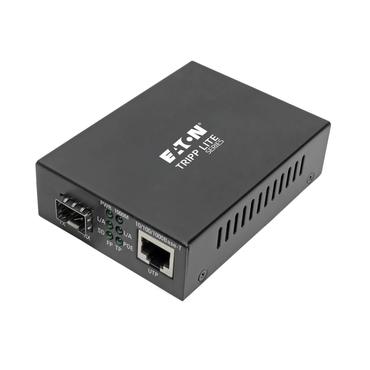 Eaton Tripp Lite Series Gigabit SFP Fiber to Ethernet Media Converter, POE+, International Power Cables, 10/100/1000 Mbps