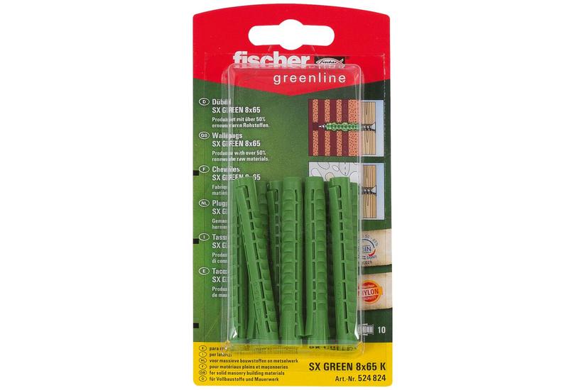 Fischer 524824 skrueanker og vægudtag 10 stk Udvidelsesanker 65 mm