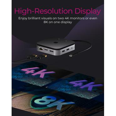 ICY BOX IB-DK408-C41 - dockingstation - USB-C 3.2 Gen 2 / Thunderbolt 3 / Thunderbolt 4 - HDMI, DP - 1GbE