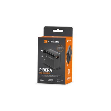 NATEC USB CHARGER RIBERA 18W USB-A BLACK