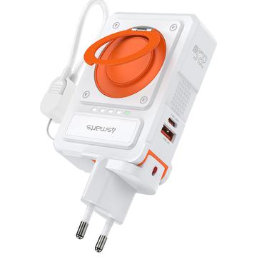 4smarts 541384 powerbank Lithium polymer (LiPo) 10000 mAh Trådløs opladning Orange, Hvid