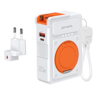 4smarts 541384 powerbank Lithium polymer (LiPo) 10000 mAh Trådløs opladning Orange, Hvid