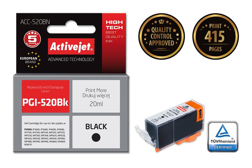 Activejet ACC-520BN bl&aelig;k (erstatning for Canon PGI-520BK; Supreme; 20 ml; sort)
