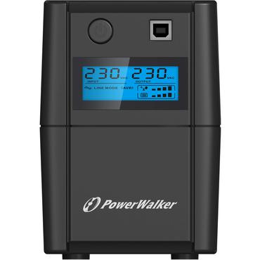PowerWalker 10121001 UPS-enhed Interaktivt indgangsstik 0,85 kVA 480 W 2 AC stikkontakt(er)