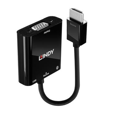 Lindy 38285 videokabel adapter 0,1 m HDMI Type A (Standard) VGA (D-Sub) Sort