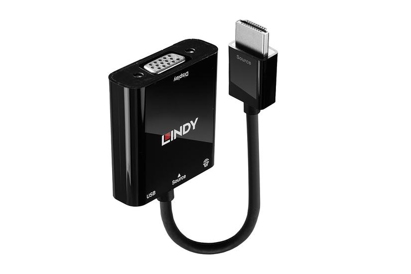 Lindy 38285 videokabel adapter 0,1 m HDMI Type A (Standard) VGA (D-Sub) Sort