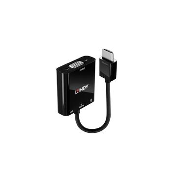 Lindy 38285 videokabel adapter 0,1 m HDMI Type A (Standard) VGA (D-Sub) Sort