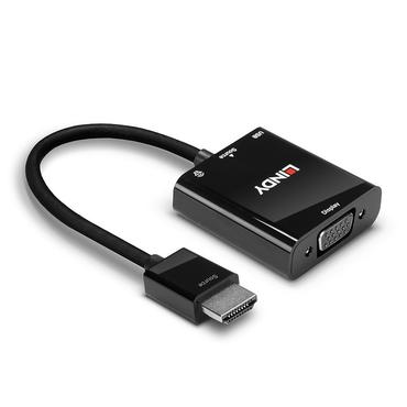 Lindy 38285 videokabel adapter 0,1 m HDMI Type A (Standard) VGA (D-Sub) Sort