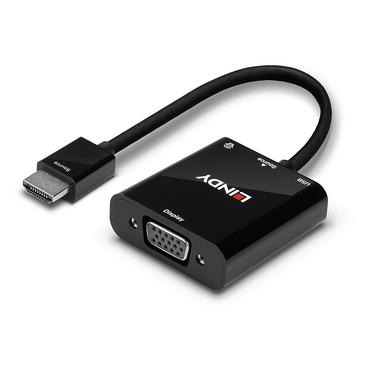 Lindy 38285 videokabel adapter 0,1 m HDMI Type A (Standard) VGA (D-Sub) Sort