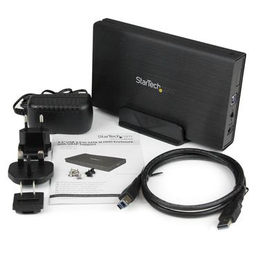 StarTech.com 3.5in Black Aluminum USB 3.0 External SATA III SSD / HDD Enclosure with UASP for SATA 6Gbps