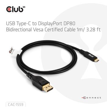 Club 3D - videoadapterkabel - 24 pin USB-C till DisplayPort - 1 m