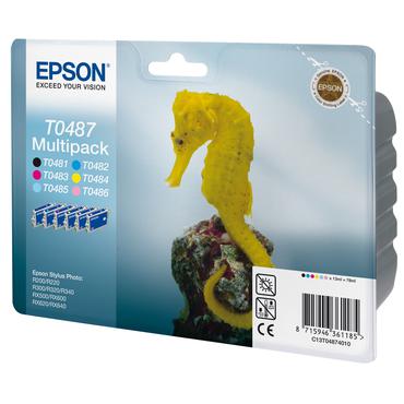 Epson Multipack T0487 - 6 pakker - sort, gul, cyan, magenta, lys magenta, lys cyan - original - bl&aelig;kpatron