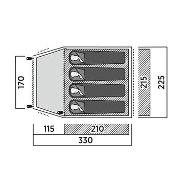 Kuppelzelt Setesdal 4 (olivgr&uuml;n, mit Tunnel-Vorbau, Modell 2025)