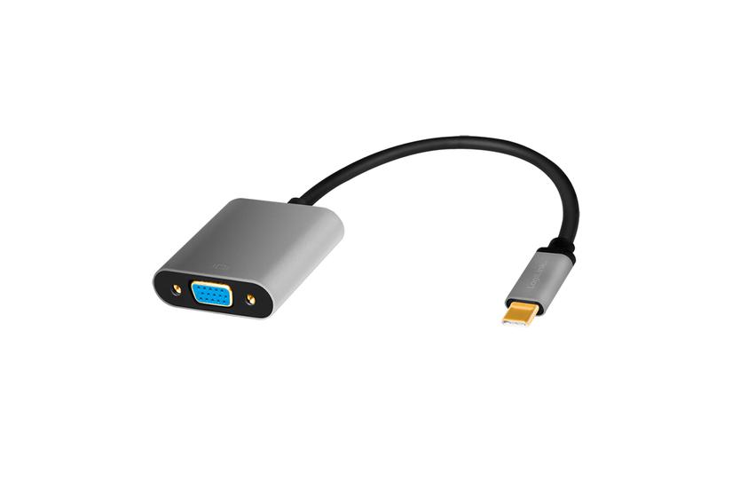 LogiLink CUA0104 videokabel adapter 0,15 m USB Type-C VGA (D-Sub) Sort, Grå