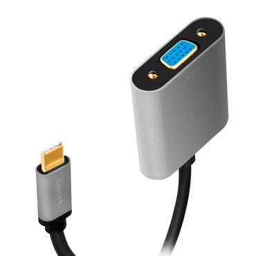 LogiLink CUA0104 videokabel adapter 0,15 m USB Type-C VGA (D-Sub) Sort, Grå