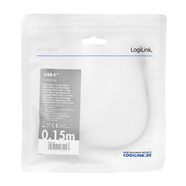 LogiLink CUA0104 videokabel adapter 0,15 m USB Type-C VGA (D-Sub) Sort, Grå