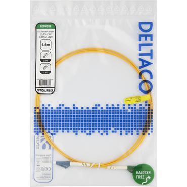 Deltaco OS2 Fiber cable, LC - LC, simplex, UPC/APC, 1,5m
