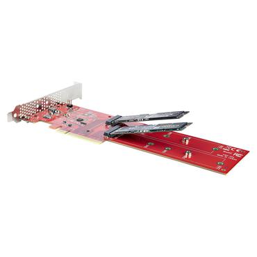 StarTech.com Dual M.2 PCIe SSD Adapter Card, x8 / x16 Dual NVMe or AHCI M.2 SSD to PCI Express 4.0, Up to 7.8GBps/Drive, For 2242/2260/2280/22110mm PCIe M-Key M2 SSDs, Bifurcation Required - PC/Linux Compatible (DUAL-M2-PCIE-CARD-B) - interfaceadapter - M.2 Card - PCIe 4.0 x16/x8
