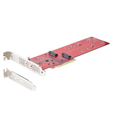 StarTech.com Dual M.2 PCIe SSD Adapter Card, x8 / x16 Dual NVMe or AHCI M.2 SSD to PCI Express 4.0, Up to 7.8GBps/Drive, For 2242/2260/2280/22110mm PCIe M-Key M2 SSDs, Bifurcation Required - PC/Linux Compatible (DUAL-M2-PCIE-CARD-B) - interfaceadapter - M.2 Card - PCIe 4.0 x16/x8