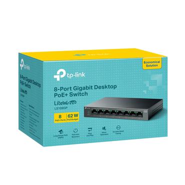 TP-Link LiteWave LS108GP netværksswitch Ikke administreret Gigabit Ethernet (10/100/1000) Strøm over Ethernet (PoE) Sort