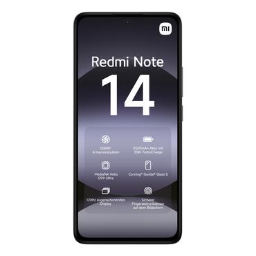 Xiaomi Redmi Note 14 - midnat sort - 4G smartphone - 128 GB - GSM