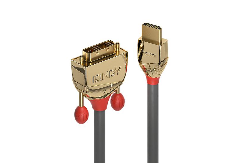 Lindy 36199 videokabel adapter 15 m HDMI Type A (Standard) DVI-D Guld