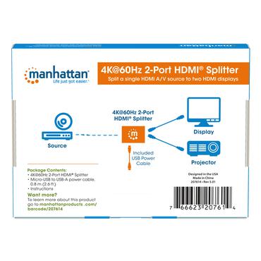 Manhattan 207614 video-splitter HDMI 2x HDMI