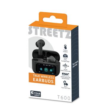 T600 TWS earphones with LCD, ANC and ENC, black